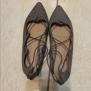 Material Girl Beige Pointed Grey Flats